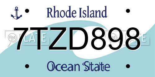 7TZD898 Rhode Island License Plate