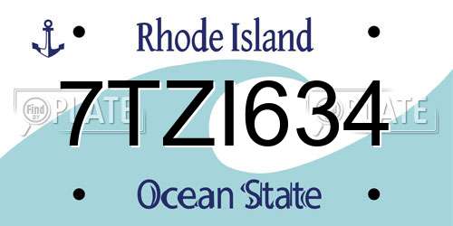 7TZI634 Rhode Island License Plate