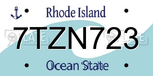 7TZN723 Rhode Island License Plate