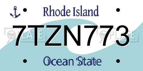7TZN773 Rhode Island License Plate