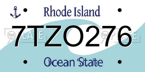 7TZO276 Rhode Island License Plate