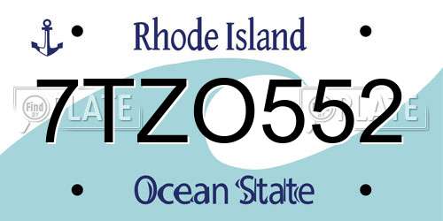 7TZO552 Rhode Island License Plate