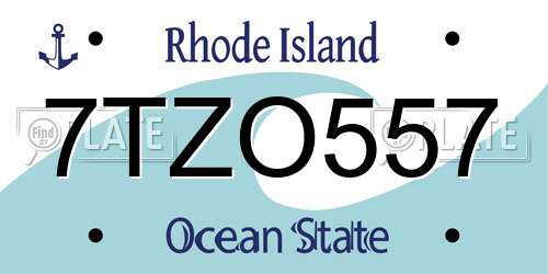 7TZO557 Rhode Island License Plate