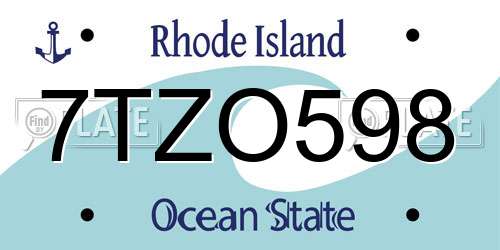 7TZO598 Rhode Island License Plate