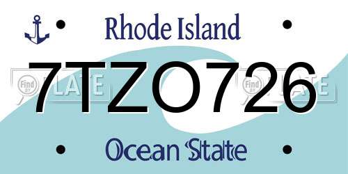 7TZO726 Rhode Island License Plate