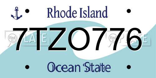 7TZO776 Rhode Island License Plate