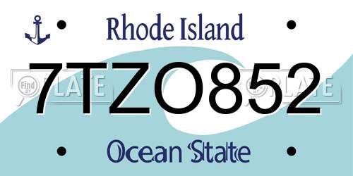 7TZO852 Rhode Island License Plate