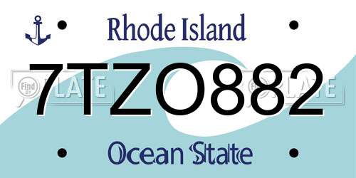 7TZO882 Rhode Island License Plate
