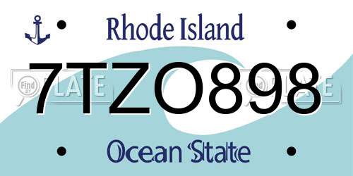 7TZO898 Rhode Island License Plate