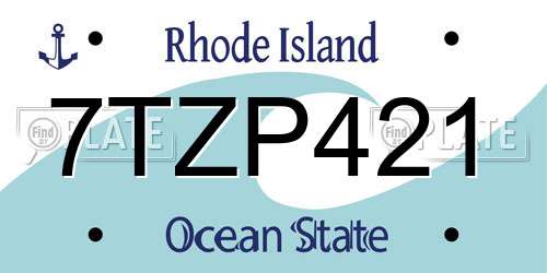 7TZP421 Rhode Island License Plate