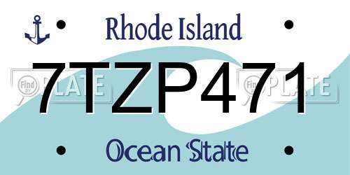 7TZP471 Rhode Island License Plate