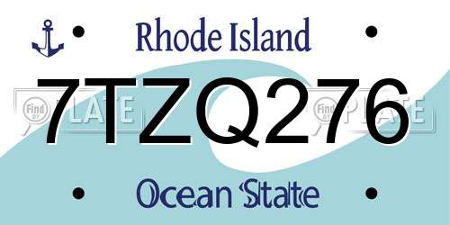 7TZQ276 Rhode Island License Plate
