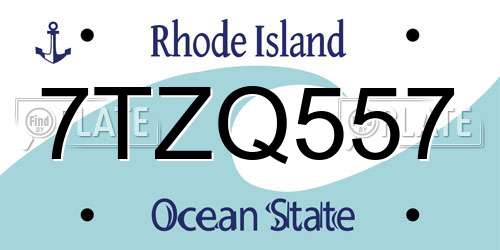 7TZQ557 Rhode Island License Plate