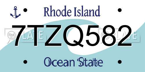 7TZQ582 Rhode Island License Plate