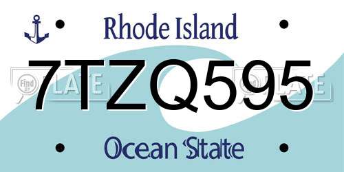 7TZQ595 Rhode Island License Plate