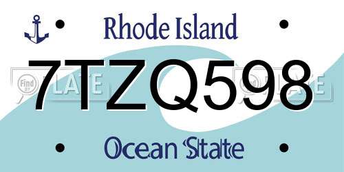 7TZQ598 Rhode Island License Plate