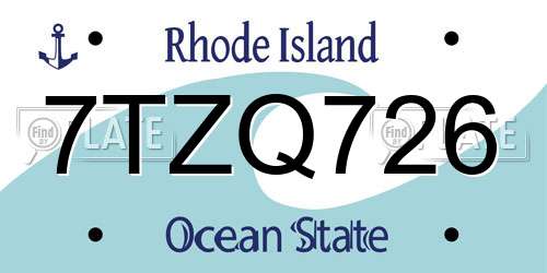 7TZQ726 Rhode Island License Plate