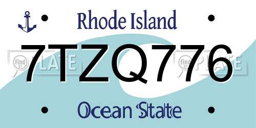 7TZQ776 Rhode Island License Plate