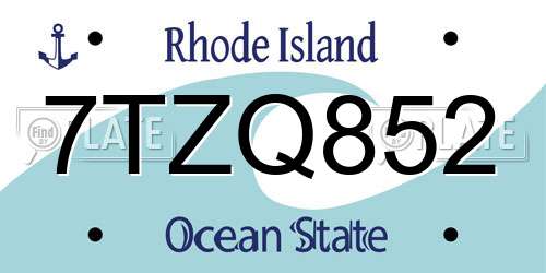 7TZQ852 Rhode Island License Plate