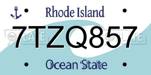 7TZQ857 Rhode Island License Plate