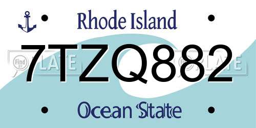 7TZQ882 Rhode Island License Plate