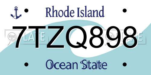 7TZQ898 Rhode Island License Plate