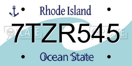 7TZR545 Rhode Island License Plate