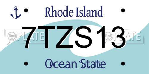 7TZS13 Rhode Island License Plate
