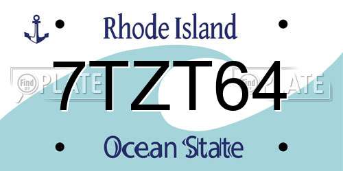 7TZT64 Rhode Island License Plate