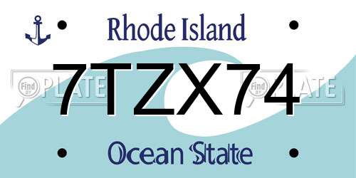 7TZX74 Rhode Island License Plate