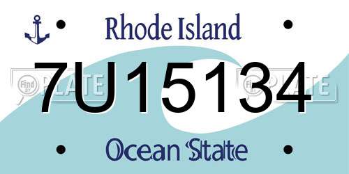 7U15134 Rhode Island License Plate