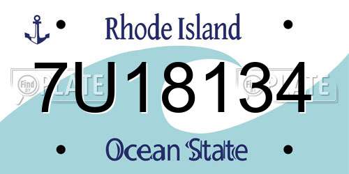 7U18134 Rhode Island License Plate