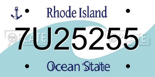 7U25255 Rhode Island License Plate