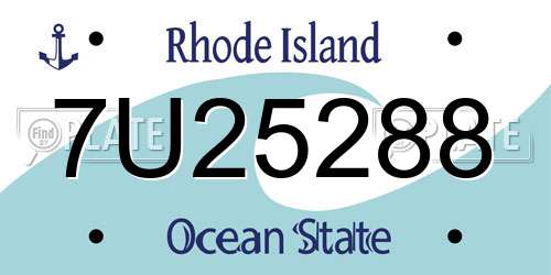7U25288 Rhode Island License Plate