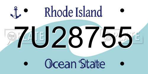 7U28755 Rhode Island License Plate