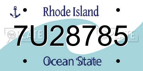 7U28785 Rhode Island License Plate