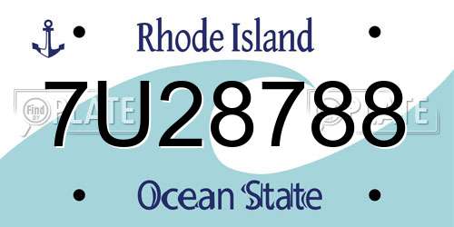 7U28788 Rhode Island License Plate