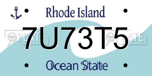 7U73T5 Rhode Island License Plate