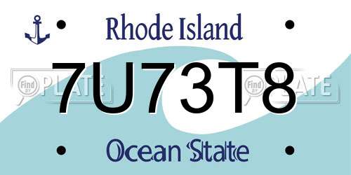 7U73T8 Rhode Island License Plate
