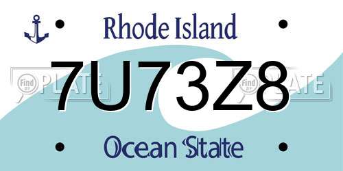 7U73Z8 Rhode Island License Plate
