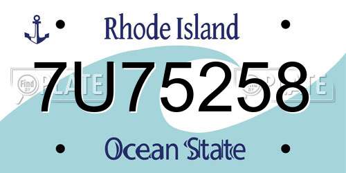 7U75258 Rhode Island License Plate
