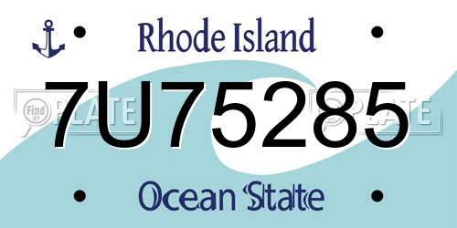 7U75285 Rhode Island License Plate