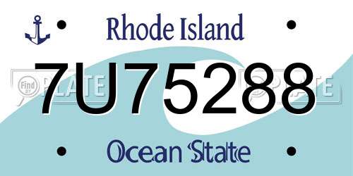 7U75288 Rhode Island License Plate
