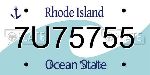 7U75755 Rhode Island License Plate