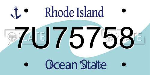 7U75758 Rhode Island License Plate