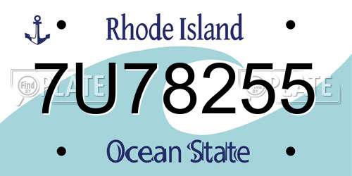 7U78255 Rhode Island License Plate