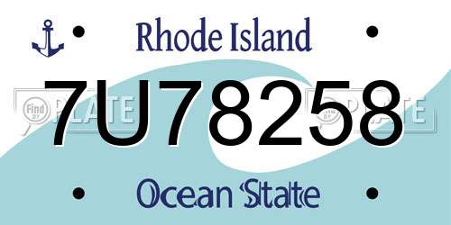 7U78258 Rhode Island License Plate