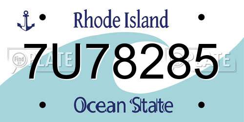 7U78285 Rhode Island License Plate
