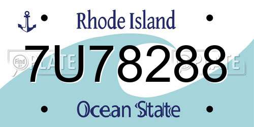 7U78288 Rhode Island License Plate