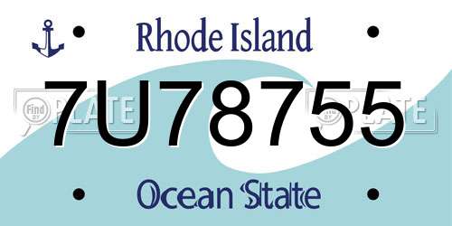 7U78755 Rhode Island License Plate